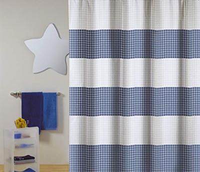 MSV  Rideau de douche Polyester180x200cm QUALIT&Eacute; PREMIUM Bleu - Anneaux inclus