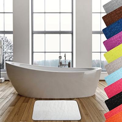 MSV  - Tapis de bain Microfibre pebble 50x80cm Blanc - Blanc