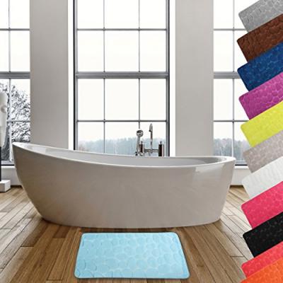 MSV  - Tapis de bain Microfibre pebble 50x80cm Bleu Clair - Bleu