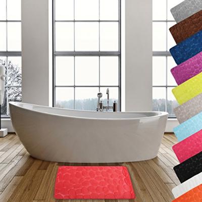MSV Tapis de bain Microfibre pebble 50x80cm Rouge - Rouge - 