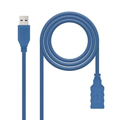 NANOCABLE C&acirc;ble  USB-A 3.0 M&acirc;le vers USB-A Femelle 1m - Couleur Bleu