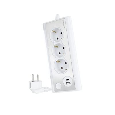 NANOCABLE Rallonge 3 tomas schuko  10.37.0013-w usb x 2
