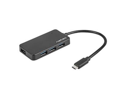 NATEC Hub  silkworm usb-c 4 puertos usb 3.0 negro