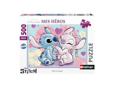 NATHAN Puzzle 500 pi&egrave;ces  Stitch & Angel Disney 