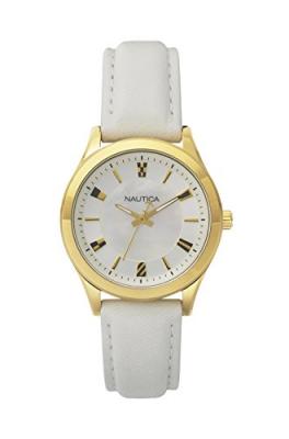 NAUTICA  Femme Analogique Classique Quartz Montre avec Bracelet en Cuir NAPVNC001