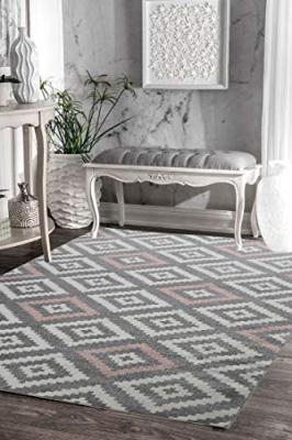 Homemaison - Tapis g&eacute;om&eacute;trique bicolore Rose 120 x 160 cm - Rose