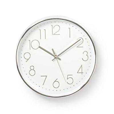 Nedis clwa015pc30sr pendule ronde blanc et argent diam&egrave;tre 30 cm