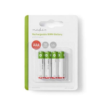 NEDIS Lot De 4 Piles Rechargeables  Type Aaa (r03) 1,2v 700mah