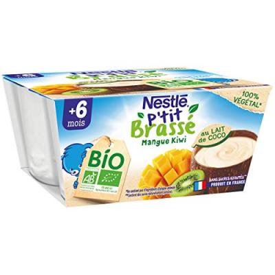 NESTLÉ BÉBÉ Petits brass&eacute;s lait de coco mangue kiwi