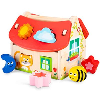 NEW CLASSIC TOYS  Jeu tri de formes maison 8 briques bois multicolore