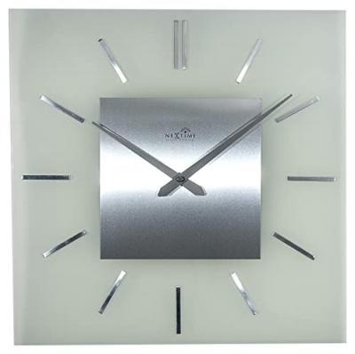 NeXtime 3148 Stripe Square Radio Controlled Horloge Verre 40 x 40 x 5,5 cm