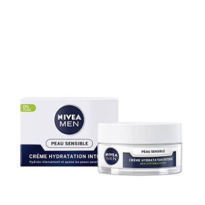 NIVEA  - Sensitive - Cr&egrave;me Hydratation 48h 0% Alcool Camomille Soin Visage Homme 50 Ml