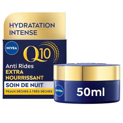 NIVEA  Q10 Anti-Rides Extra Nourrissant Soin de Nuit R&eacute;parateur 50 ml - Pot 50 ml