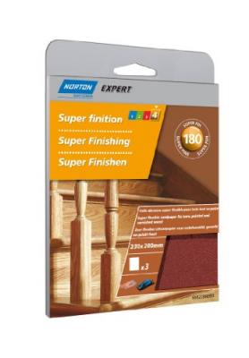 NORTON Set de 3 Set de feuilles abrasives , 230x280 mm grains 180