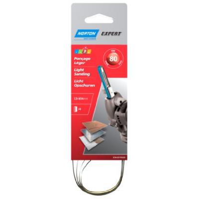 NORTON Bande pour lime &eacute;lectrique - lot de 4 - grain 80 - 13x454 mm - 