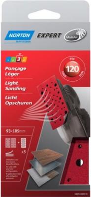 NORTON  - 5 Garnitures Corindon Multi-Air 93 X 185 Mm (Grain 120)
