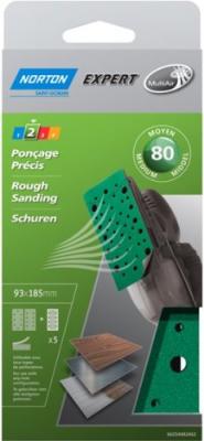 NORTON  - 5 Garnitures Corindon Multi-Air 93 X 185 Mm (Grain 80)