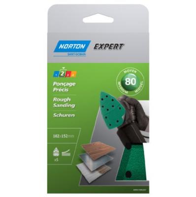 NORTON  - 5 garnitures corindon multi-ponceuse perfor&eacute;e (grain 80)