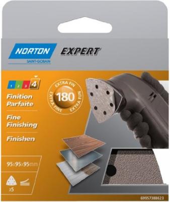 NORTON  - 5 garnitures corindon triangulaire perfor&eacute;e (grain 180)