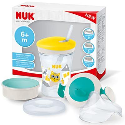 NUK  Coffret tasse enfant embouts All-in-1 PP turquoise/jaune 230 ml