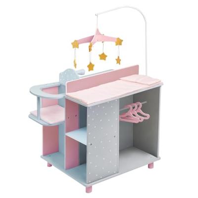 Stock &Eacute;puis&eacute;table &Agrave; Langer Poupon Poup&eacute;e Polka Dots Princess Rangement Bois Jeux Td-0203ag