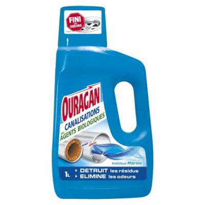 OURAGAN  Entretien canalisations   Flacon de 1 litre.