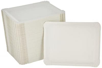 PAPSTAR Lot de 250 Assiettes Carton Pure Rectangulaire. Dim.:165x200mm