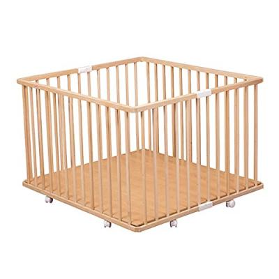 COMBELLE Parc b&eacute;b&eacute; carr&eacute; pliant en bois naturel vernis 92x98x67 cm