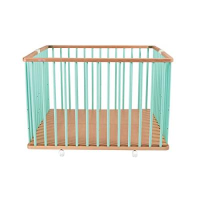 COMBELLE Parc b&eacute;b&eacute; pliant GABY bicolore en h&ecirc;tre massif vert 