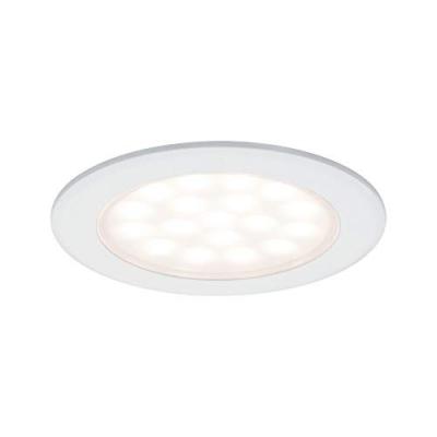 PAULMANN Kit de 2 spots LED de meuble &agrave; encastrer rond blanc d&eacute;poli 2 x 2,5W