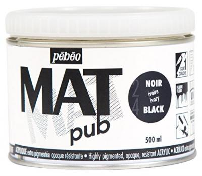  Acrylique mat pub PEBEO 500ml noir d'ivoire 
