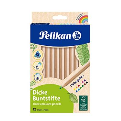 PELIKAN  crayons de couleurs, 12 pi&egrave;ces, triangulaires, &eacute;pais
