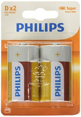 PHILIPS  - 54952 - Pile(2) R20 D - Longlife - Coloris Al&eacute;atoire
