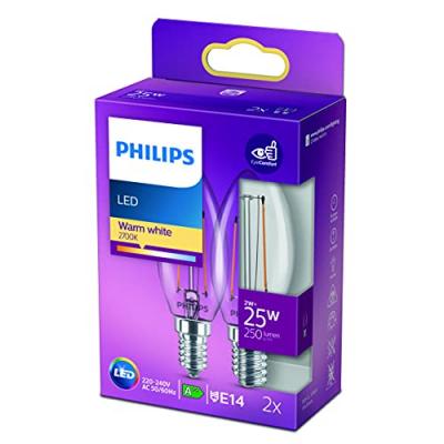 PHILIPS  bougie LED Filament E14 2&nbsp;W 2&nbsp;700&nbsp;K x2