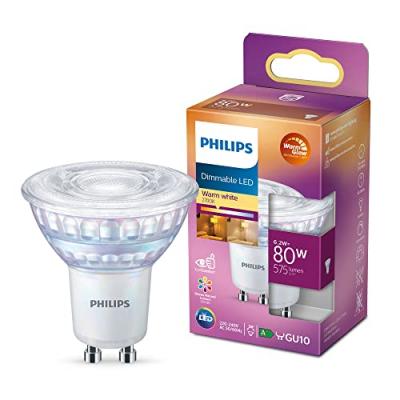 PHILIPS Ampoule LED GU10 7W/80W - 575lm - 2700K - Blanc chaud - Dimmable