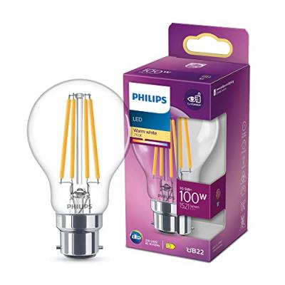 PHILIPS  - ampoule led Standard B22 100W Blanc Chaud Claire, Verre