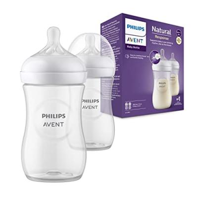 PHILIPS  Avent Natural Response Baby Bottle 260ml Double Pack Clair
