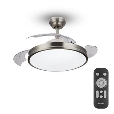 PHILIPS Ventilateur de plafond avec lumi&egrave;re  atlas nikel 450 lm 28 w