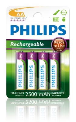 PHILIPS  R6B4RTU25/10 Batterie Akku AA (2500mAh, 1.2V, 4-ER Blister)