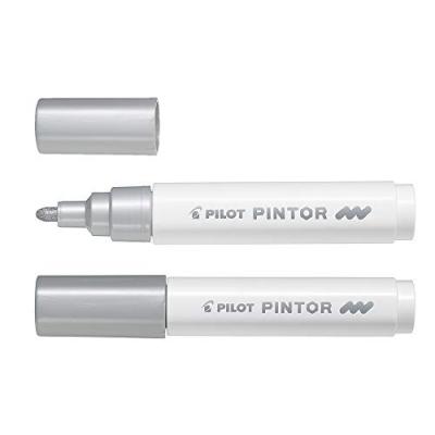 PLOT Pilot Marqueur peinture PINTOR, pointe moyenne, argent - Lot de 5