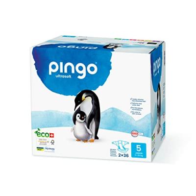 PINGO T5  x2, 72 couches taille 5, couche &eacute;cologique b&eacute;b&eacute; 11 &agrave; 25kg