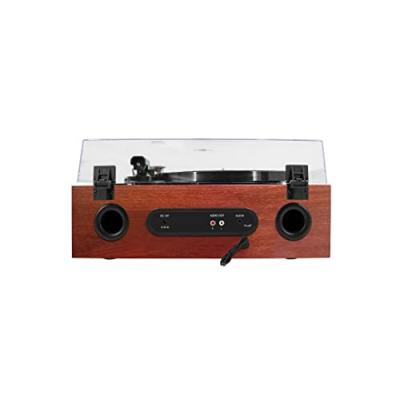HALTERREGO Platine Vinyle -  - All-in-One - Lecteur CD - Radio FM - Bluetooth - Tan