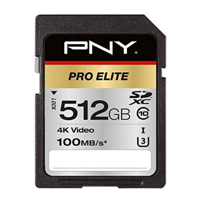 PNY  Pro Elite Sdxc Card 512GB Class 10 UHS-I U3 100MB/S