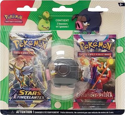 POKEMON Carte &agrave; collectionner pack 2 boosters et 1 gomme Mod&egrave;le al&eacute;atoire