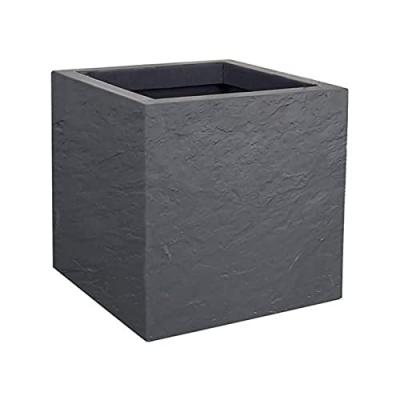EDA Pot carr&eacute; plastique  Durdica Up gris galet 29 5 x 29 5 x h.29 5 cm