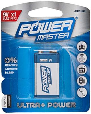 POWERMASTER  531078 Alkaline - batteries, 6LR61, 9 V, bleu (silver)
