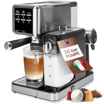 PROFICOOK Machine &agrave; espresso -  - 2en1 - 20 bars - R&eacute;servoir &agrave; lait 06L - Compatible Nespresso
