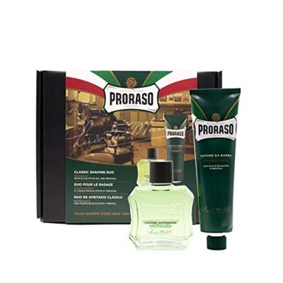 PRORASO Set de rasage  classic shaving duo rafra&icirc;chissant 2 pi&egrave;ces