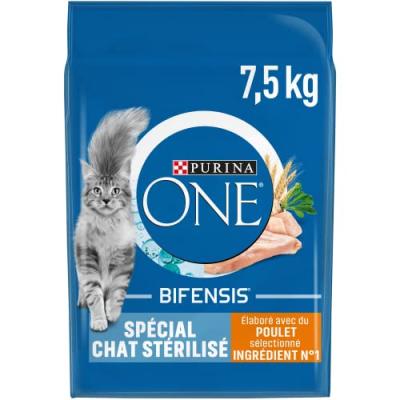 PURINA ONE Croquettes Pour Chat St&eacute;rilis&eacute; Au Poulet  - Le Sac De 7,5kg