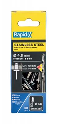 RAPID Lot de 50 rivets inox Diam.4.8 x H.18 mm - 
